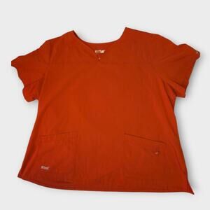 Grays Anatomy Scrub Top Womans Plus Sz 4X Burnt Orange Curvy Comfort Workwear
